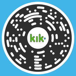 A Kik app logo featuring a black donut with white sprinkles on a blue background.