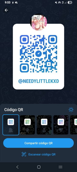 A QR code on a dark background with a profile picture of a person.