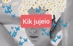 Close-up of a person with daisy and butterfly filters over their face, partially obscuring features; skin tone appears
