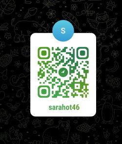 A green QR code with the username sarahot46 on a black background with animal and nature line drawings.
