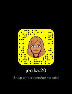 Cartoon avatar of a woman with shoulder-length blonde hair and blue eyes, set within a yellow Snapchat Snapcode.