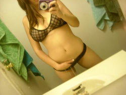 kathyhot233's snapchat photo - fingering, horny, dirty, Topless, Thong, Brunette, Selfie